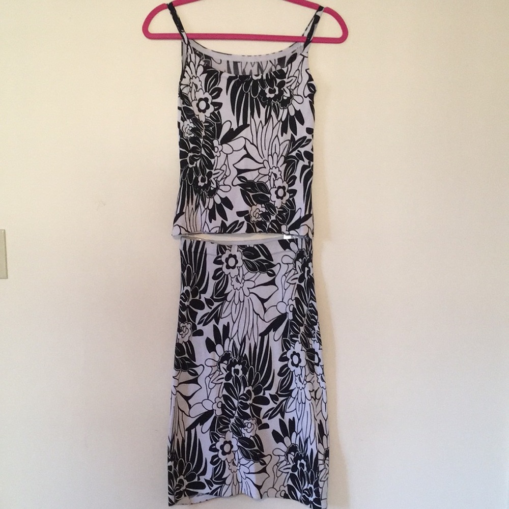 Black and white Top and skirt set.